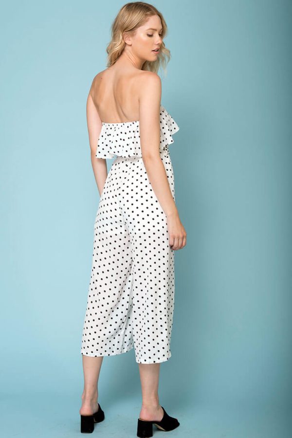 Wynter Casual Jumpsuit White With Black Polka Dots Cheap